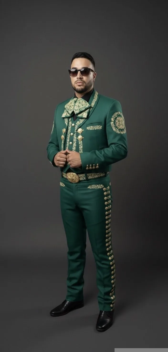 Mariachi en Madrid - Kristians Alzuru con traje charro verde auténtico
